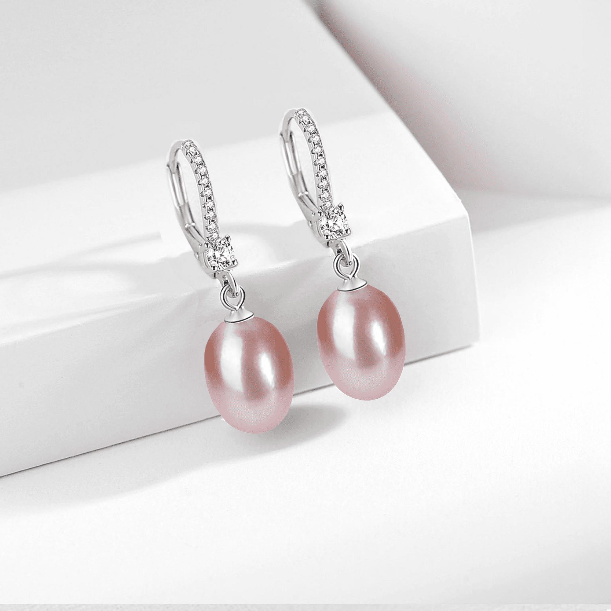Yami 8-8.5mm Cultured Purple Pearl Earrings Stud 925 Sterling Silver Dangle Jewelry Gift for Women