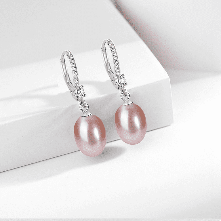YAMI Purple Cultured Pearl Drop Earrings, 8-8.5mm photo 5