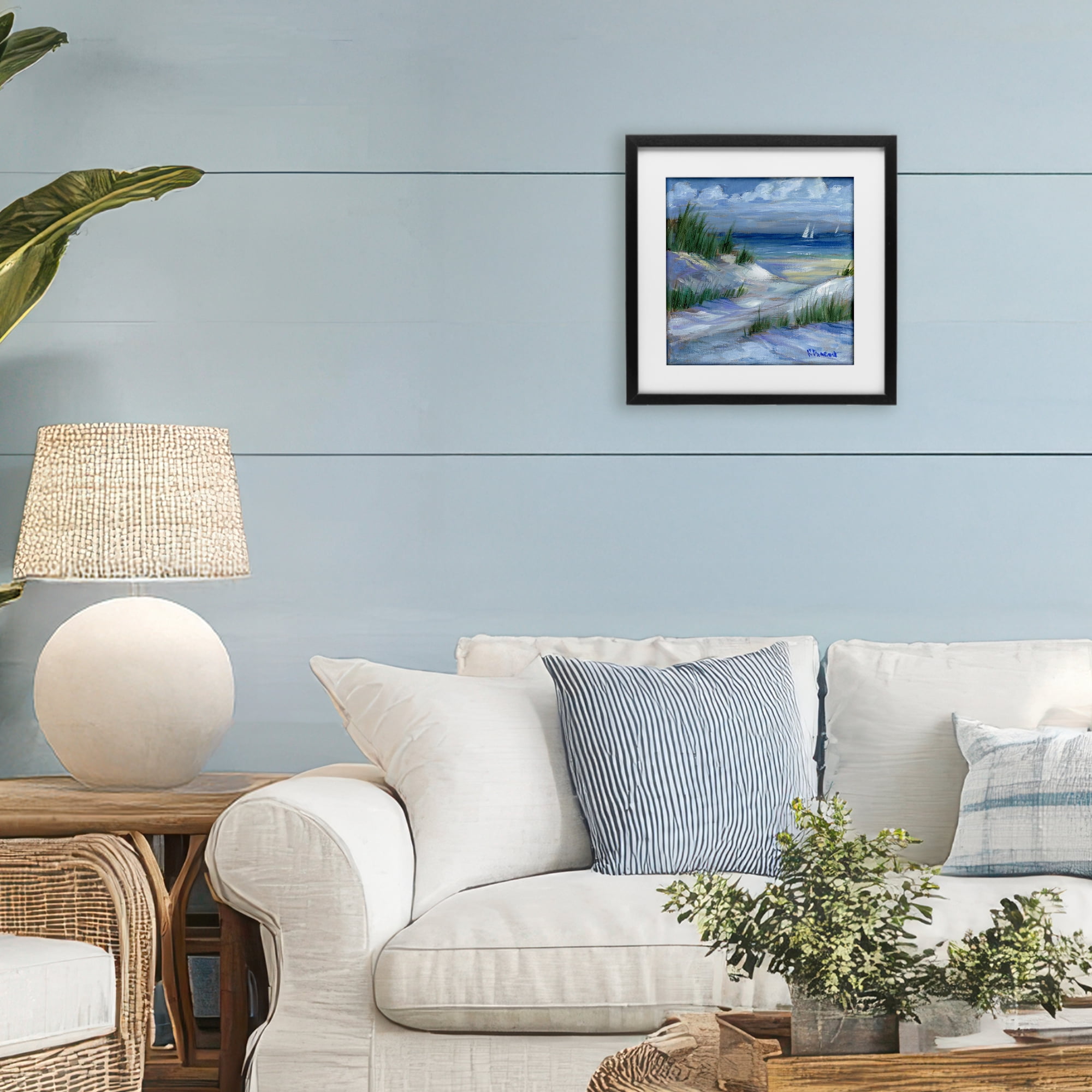 Stupell Industries Crooked Island Dunes & Sailboats Black Framed Print Under Glass, design by Paul Brent