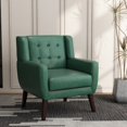 thumbnail image 2 of Uixe Cotton/ Linen Look Fabric Modern Accent Chair Armchair Accent Chairs Green PU Single 1-Piece Faux Leather, 2 of 5