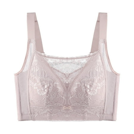 Crunowin Women s Sexy Lace Bra  Solid Color Full Coverage No Underwire Comfortable Adjustable Shoulder Strap Daily Underwear Pink L