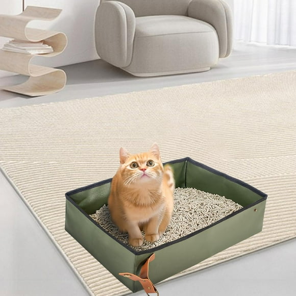 Caja de arena plegable para gatos, bandeja de arena plegable para viajes, caja de arena a prueba de salpicaduras, orinal para gatitos, inodoro para viajes, apartamentos, casas y S 40cmx30cmx10cm