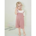 thumbnail image 3 of CARETOO Toddler Baby Girl Clothes Stripe Short Sleeve T-Shirt  Suspender Overalls Shorts Set 2Pcs Summer Outfits, 3 of 17