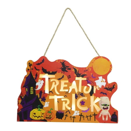 

Halloween Wood Sign Pendant Halloween Party Wooden Hanging Pendant with Lamp