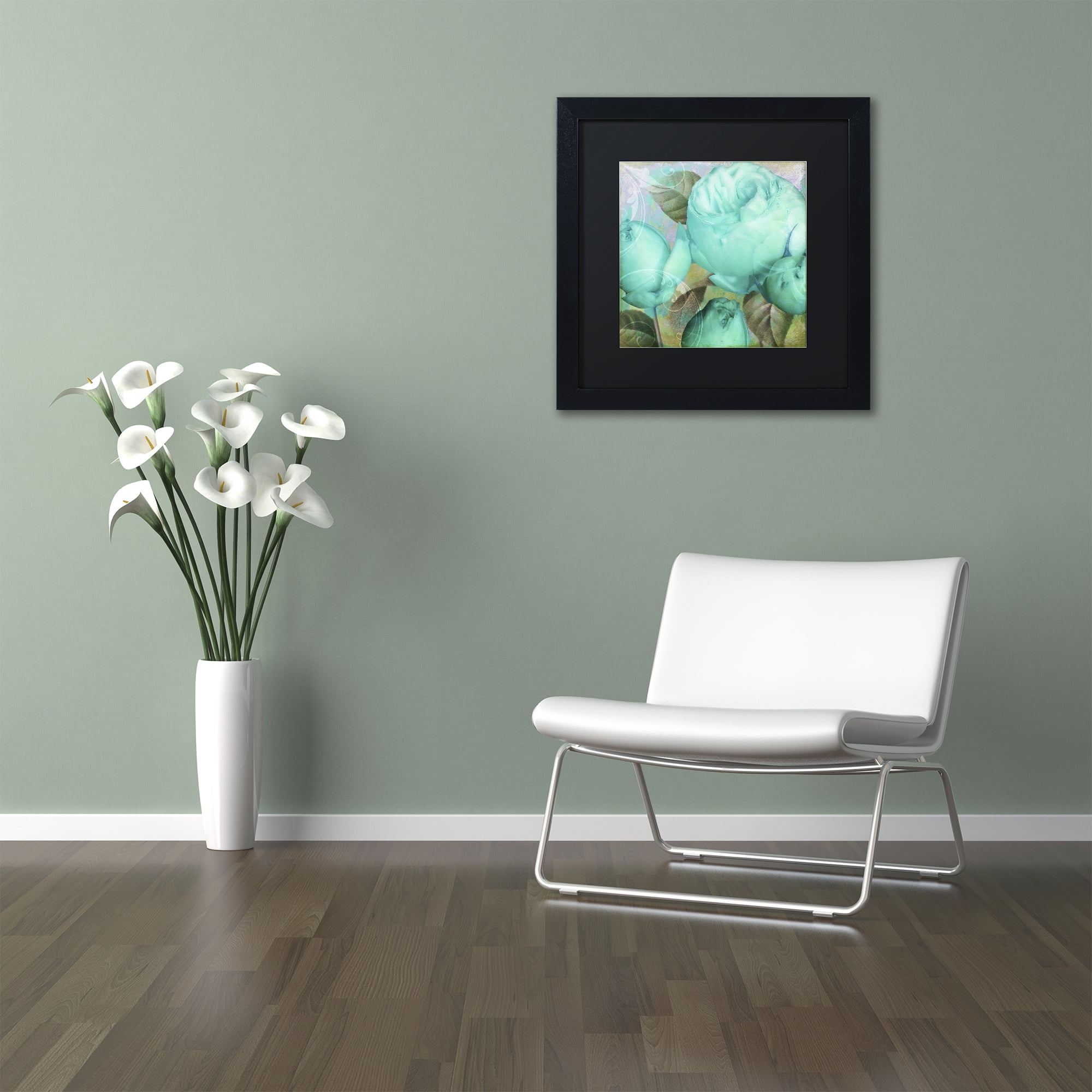 Trademark Fine Art 'Aqua Rose II' Black Framed Art by Color Bakery