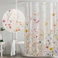 thumbnail image 4 of Shower Curtain Bathroom Set Country Colorful Flower Leaves on Vintage Waterproof Fabric Shower Curtains with Grommets&Hooks, Summer Floral Privacy Bath Curtain for Bathtub 60x72in, 4 of 9