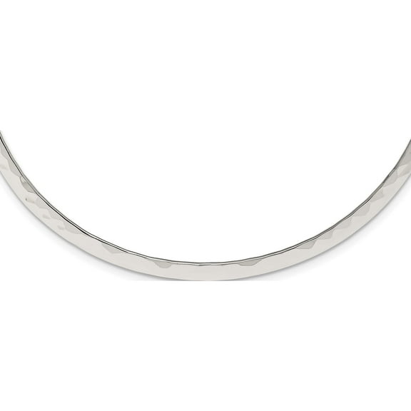 Sterling Silver Polished Hammered 6mm Neck Collar Made In Thailand qg1741
