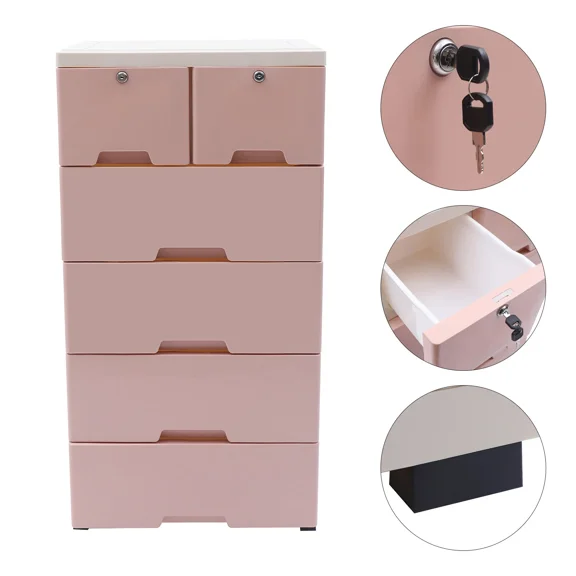 6-Drawer Plastic Cabinet Closet Drawers Organizer Storage Dresser Clothes Pink