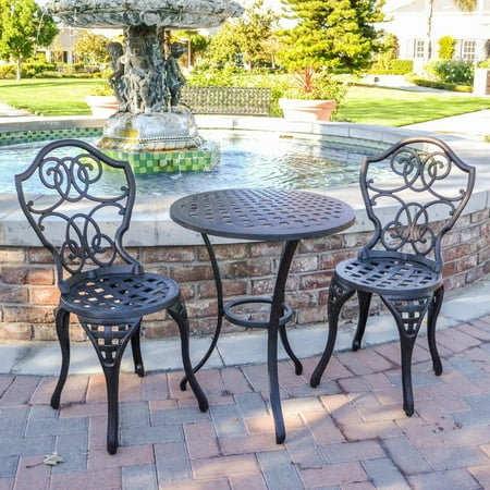 Innova Dark Brown Scroll 3 Pc Outdoor Bistro Set Innova Dark Brown Scroll 3 Pc Outdoor Bistro Set