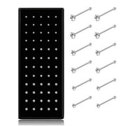 Jstyle 60-120pcs Stainless Steel Nose Studs Rings Piercing Pin Body Jewelry 20G-22G 1.5mm 2mm 2.5mm White