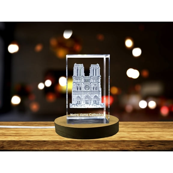 Gothic Majesty - Notre Dame Cathedral Immortalized in 3D Engraved Crystal A&B Crystal Collection