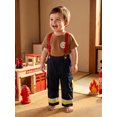 thumbnail image 3 of RUINIXCW Toddler Baby Boy Girl Firefighter Outfit Summer Clothes Kids Firefighter Costume Short Sleeve T-shirt Suspender Pants Overalls Halloween Birthday Outfits, 3 of 10
