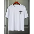 thumbnail image 3 of Men's Cross Print Short Sleeve T Shirt Crewneck Tee Shirts,men graphic t shirts,black t shirts for men, 3 of 6