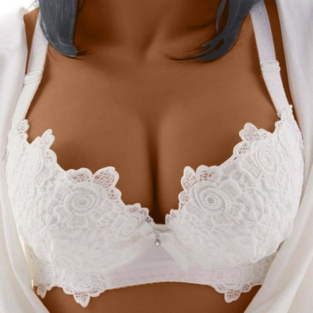 Voncos Matching Underwear Sets for Women Beauty Back Sports Sexy Lace Panty and Bra Lingerie Set White Size 32