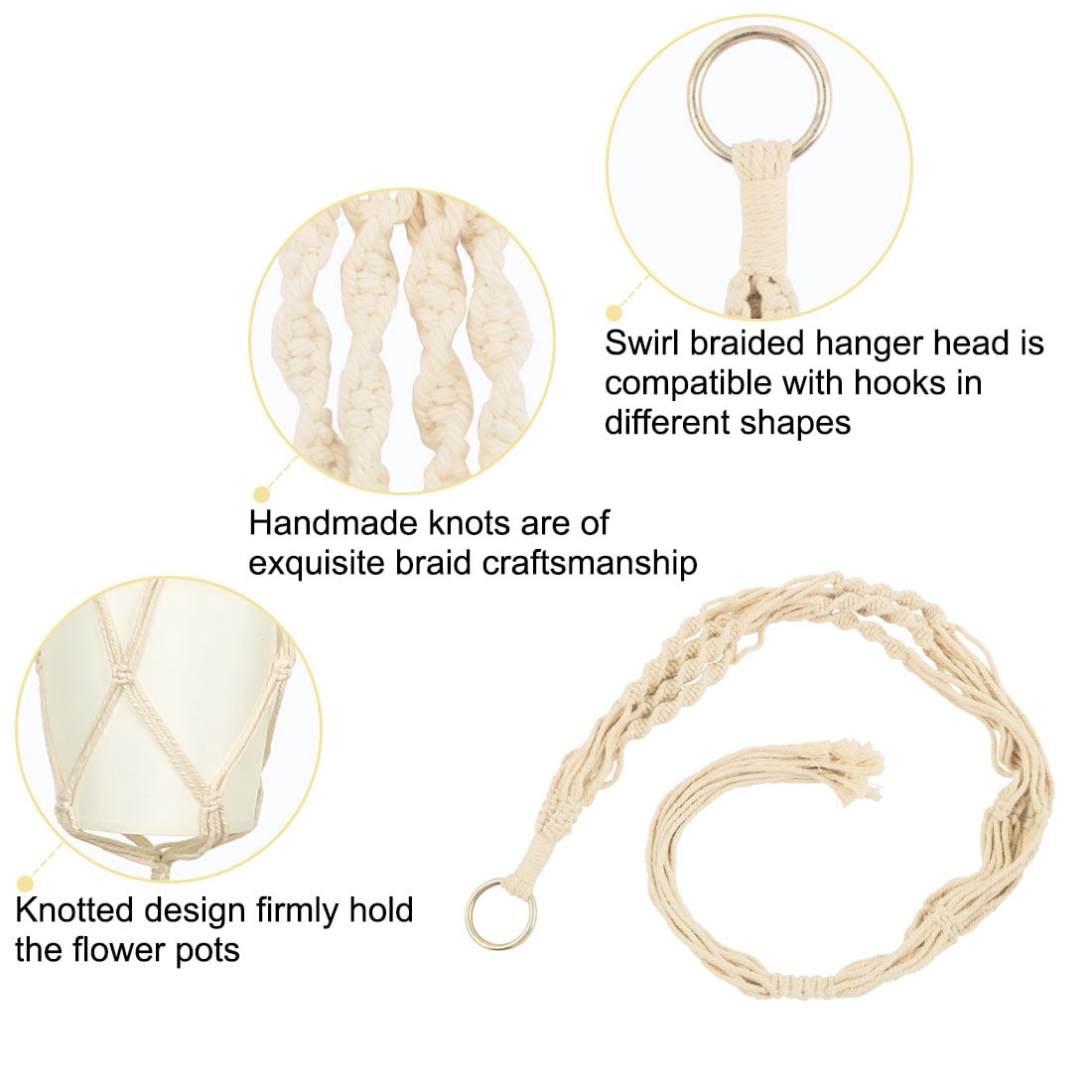 Plant Hanger Flower Pot Holder DIY Hanging Rope Beige 39.4 Inch