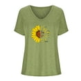 thumbnail image 6 of Women's Sunflower T Shirts Cotton Blend Summer Cute Graphic Short Sleeve Tees V Neck Letter Print Casual Tops (XL, Green), 6 of 6