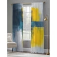 thumbnail image 4 of Abstract Color Block Sheer Curtains for Living Room Bedroom, Light-filtering Sheer Curtain, Yellow Block Gradient Oil Painting Rod Pocket Voile Window Treatment Drapes, 52’’Wx84’’L, 2 Panels Set, 4 of 7