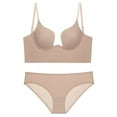 thumbnail image 1 of Push Up Bra Backless Women Bras Underpants 2Pcs Set Plunge Brassiere Open Back Underwear Invisible Seamless Deep U Lingerie, 1 of 8