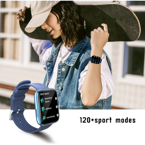 Reloj inteligente deportivo para hombres y mujeres que recibe llamadas reloj inteligente resistente al agua para mujeres con respuesta a llamadas frecuencia cardiaca sueno azul Bodega Aurrera en linea