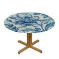 thumbnail image 3 of Autua Floral Pattern Blue White Round Tablecloth Stain-Resistant 100% Polyester 31"-35, 3 of 8
