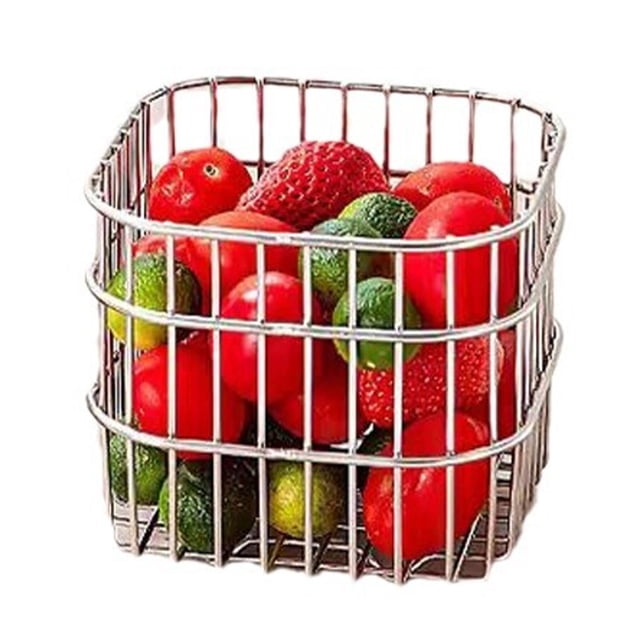 Fruit Basket, Stainless Steel Storage Basket, Stainless Steel Organizer Drainer, Space Saving, Easy Care, for Kitchen Countertop Storage, with Ample Space