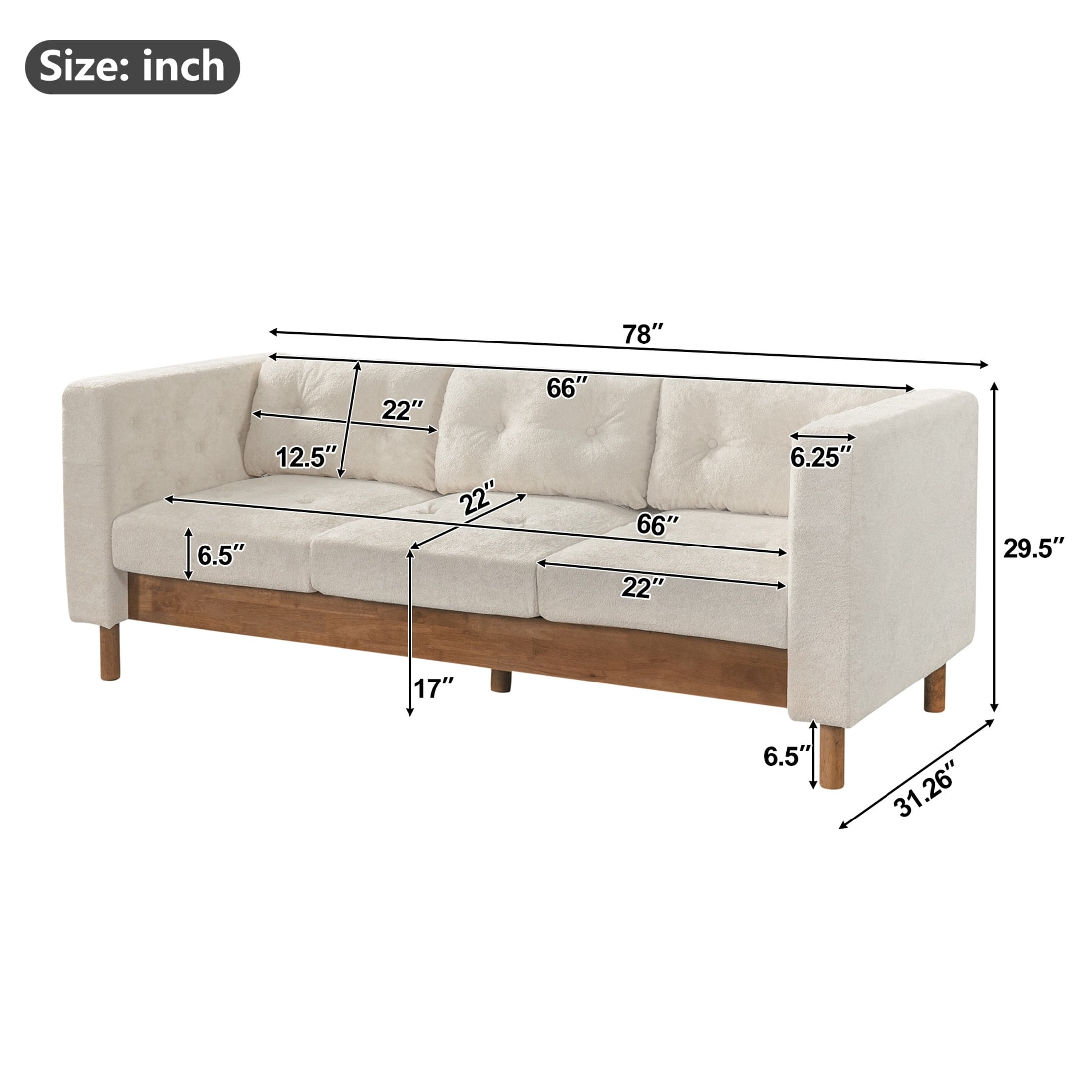 Christopher Knight Home 78" Modern Sofa with Chenille Upholstery, Tufted Pillow Back, 3 Seats, Beige
