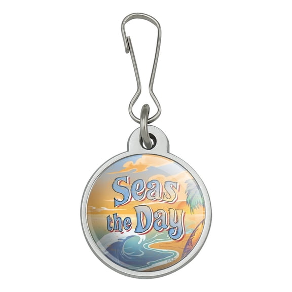 Seas The Day Beach Ocean Tropical Jacket Handbag Purse Luggage Backpack Zipper Pull Charm