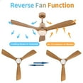 thumbnail image 3 of 48" Modern Gold Ceiling Fan with Lights, 3 Wood Blades, Remote Control, 3-Speed Reversible, Outdoor/Indoor, 100250 sq.ft., 3 of 7