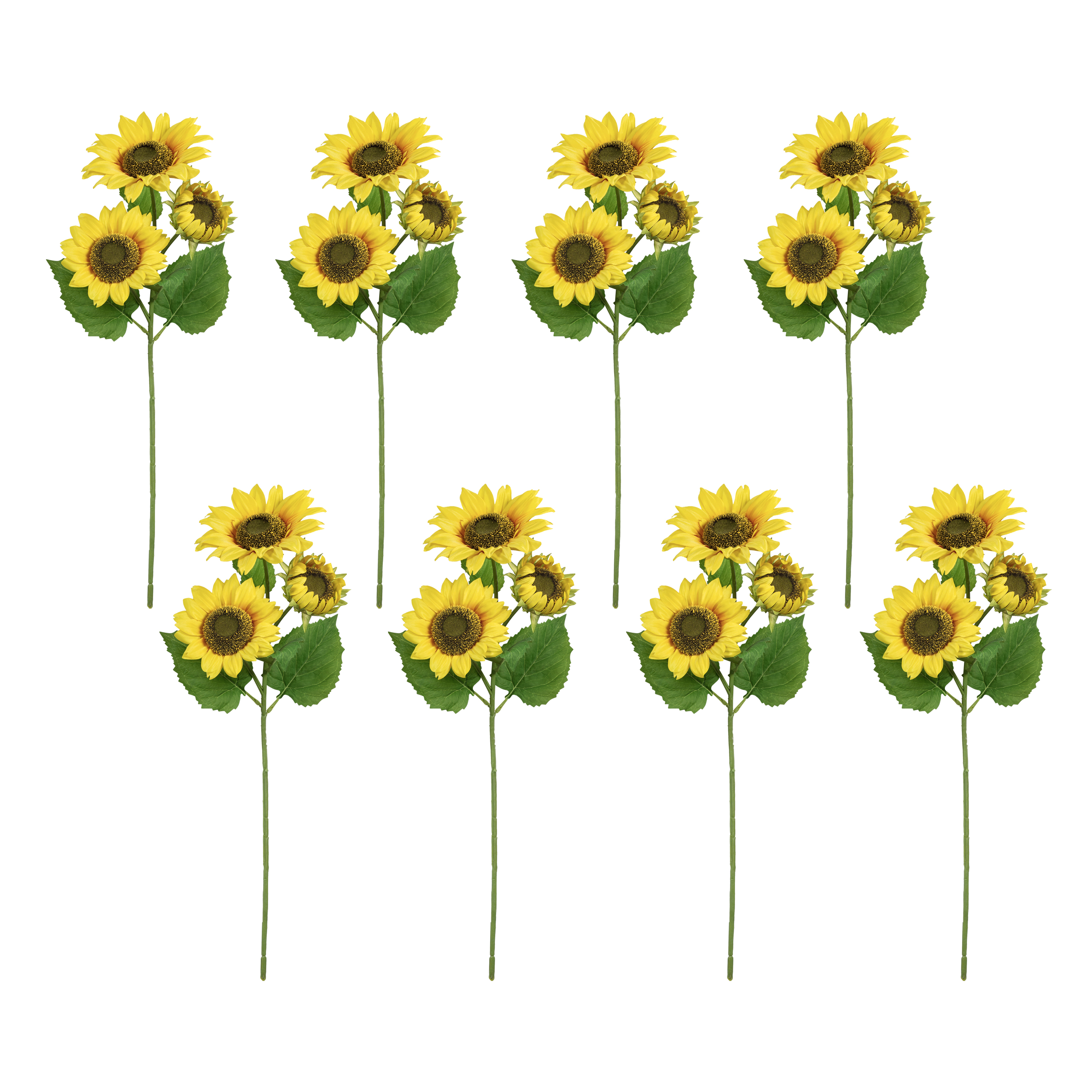 (2 pack) 27-inch Artificial Silk Yellow Sunflower Long Stem, for Indoor Use, by Mainstays, Set of 8