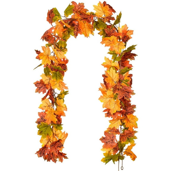 Goodwill 2 Pack Maple Leaves Fall Garland - 6ft/Strand Artificial Fall Foliage Garland Colorful Autumn Decoration for Home Wedding Party Thanksgiving