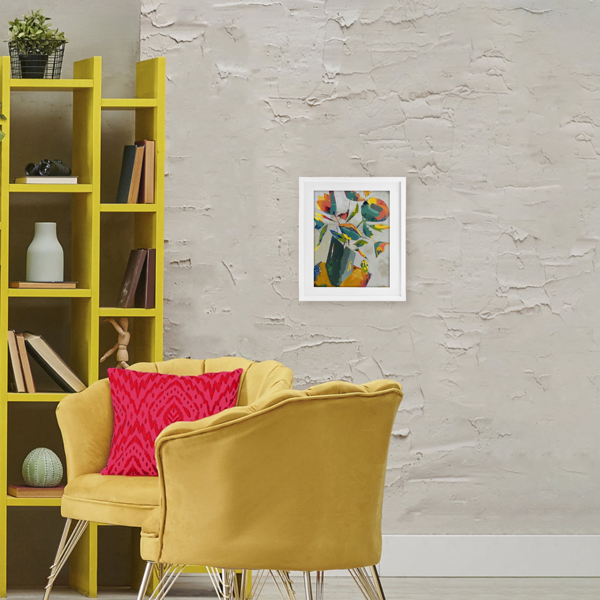 Mischief & Merrymaking Abstraction White Framed Print Under Glass, design by Dianna Fritzler