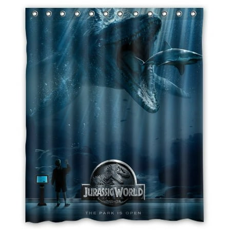 World Shower Curtain Fabric Ganma Jurassic World Font Dinasaur Anime Shower Curtain Polyester Fabric Bathroom Shower Curtain 60x72 inches ()