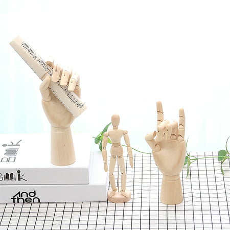 Wooden Hand Model Flexible Moveable Fingers Manikin Hand Figure  for Sketching Drawing Home Office