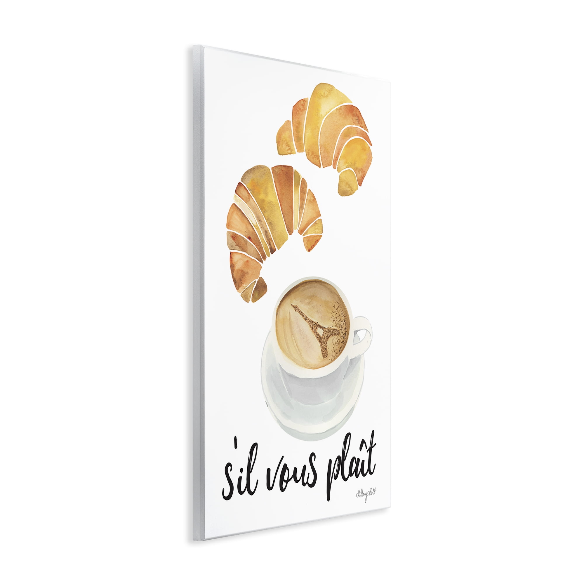 Stupell Industries Paris Croissant and Coffee Wall Plaque Art, design by Hillary Holt