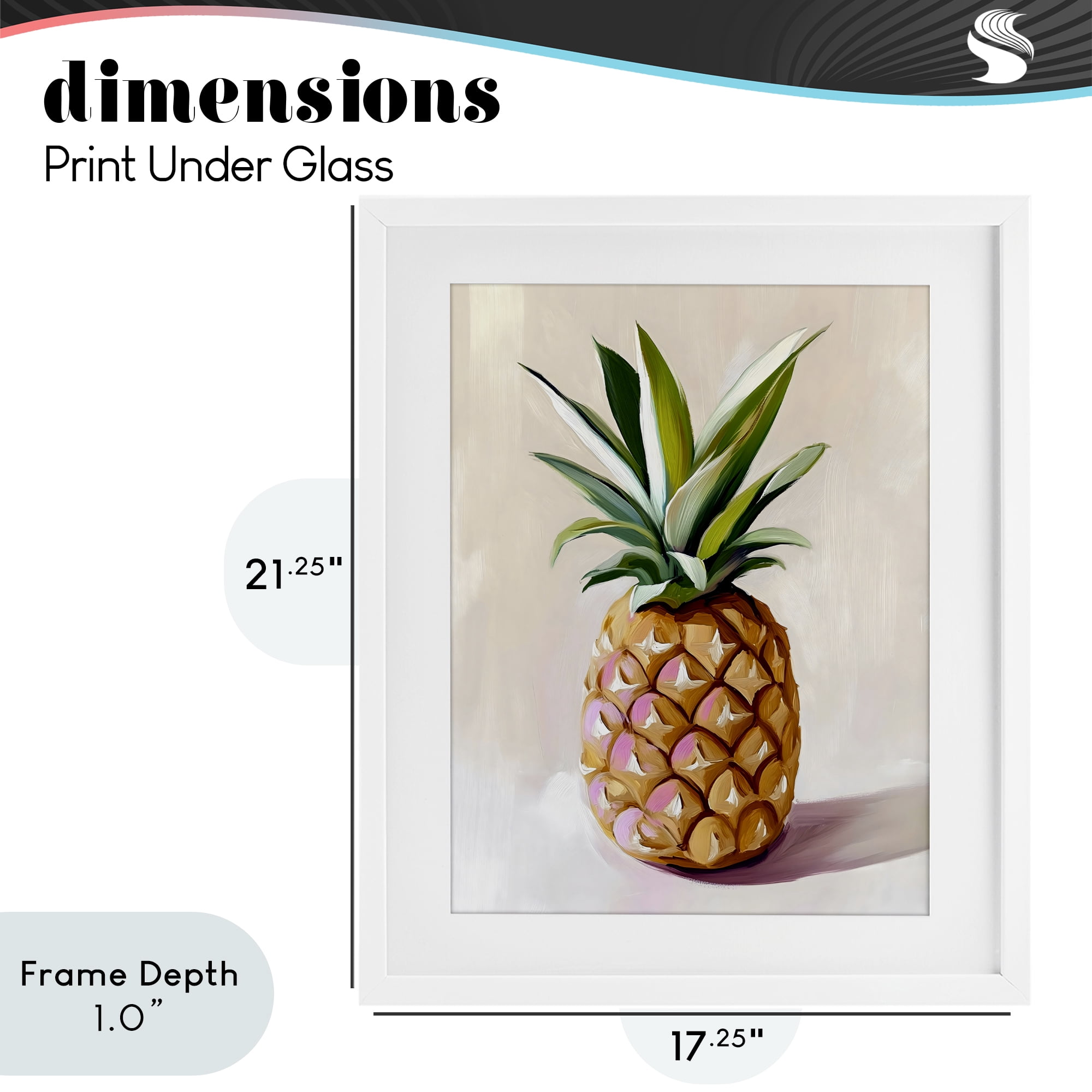 Stupell Industries Pastel Pineapple Tropical Fruit White Framed Print Under Glass, design by The Prints Vibe