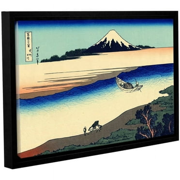 ArtWall Katsushika Hokusai "Tama River in the Province of Misushi" Gallery-Wrapped Floater-Framed Canvas