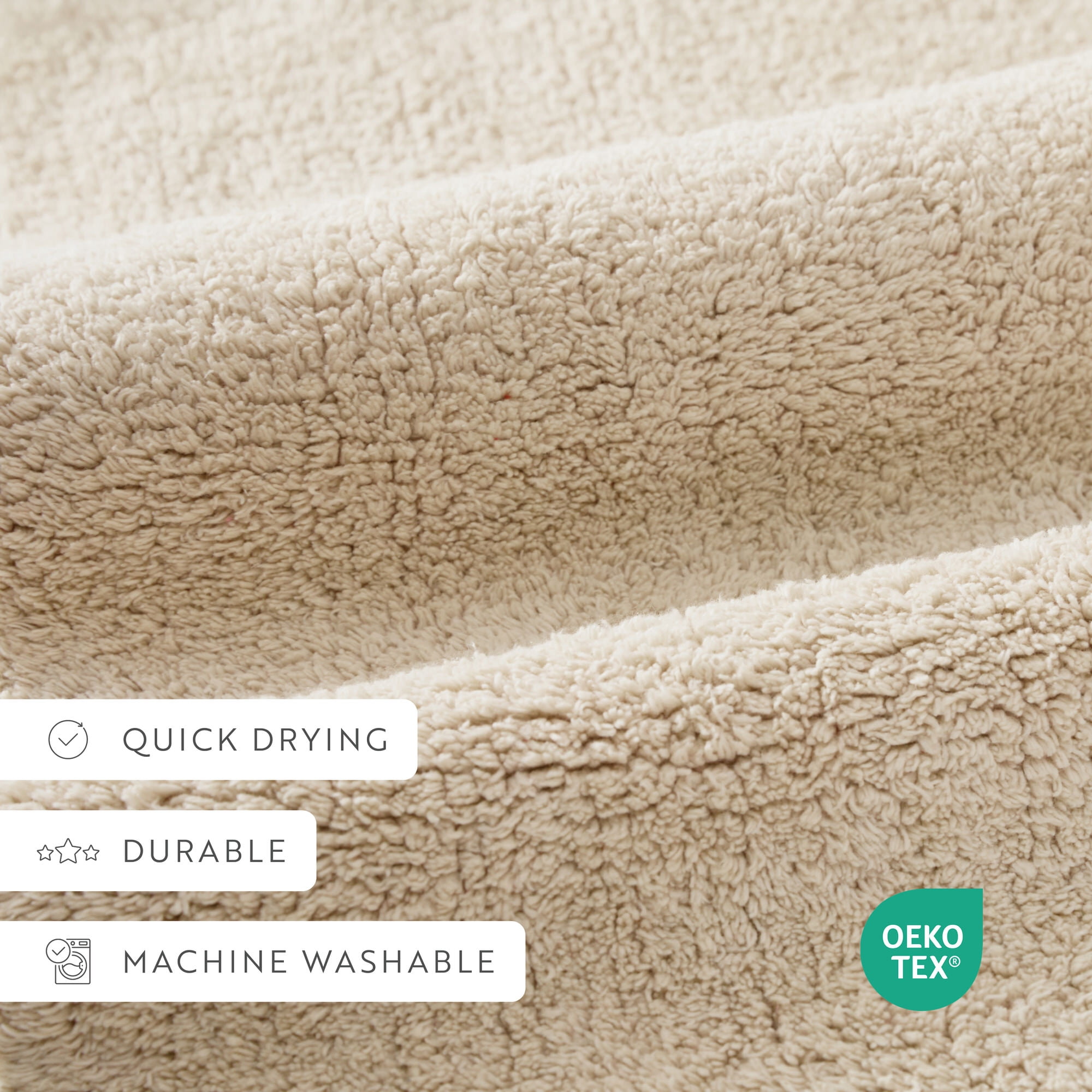 Noble Linens Reversible Cotton Bath Mat, 24 in x 17 in, Natural