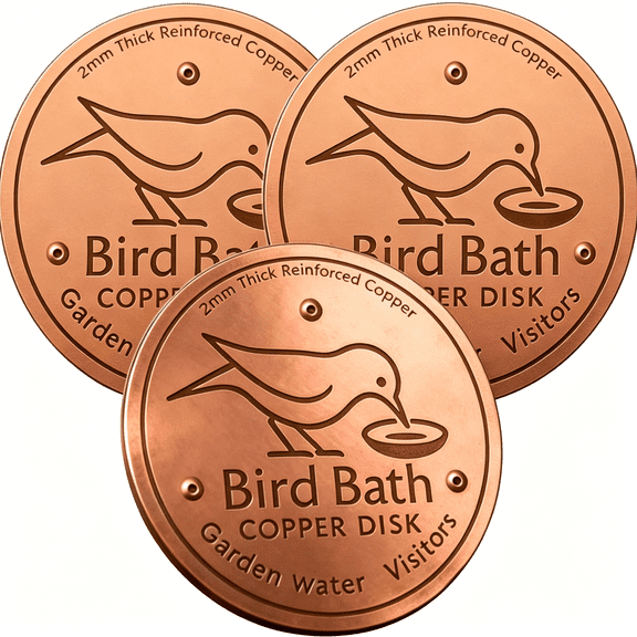 HIBIBUD 3Pcs Heated Bird Bath,Copper Disks for Outdoor Solar Powered Warmth on Deck,Railing Or Stand