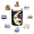 thumbnail image 4 of Round Oriental Symbol Burning Foldable Laundry Hamper with Handle Storage Basket for Clothes Toys & Organizing, 4 of 6