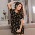 thumbnail image 3 of Honeii Gold Glitter Pineapples Print Women's Loose Short Sleeve Nightgown, Soft Cotton Sleepwear, Comfy Loose Fit Pajama Dress for Sleep and Lounge, 3 of 6