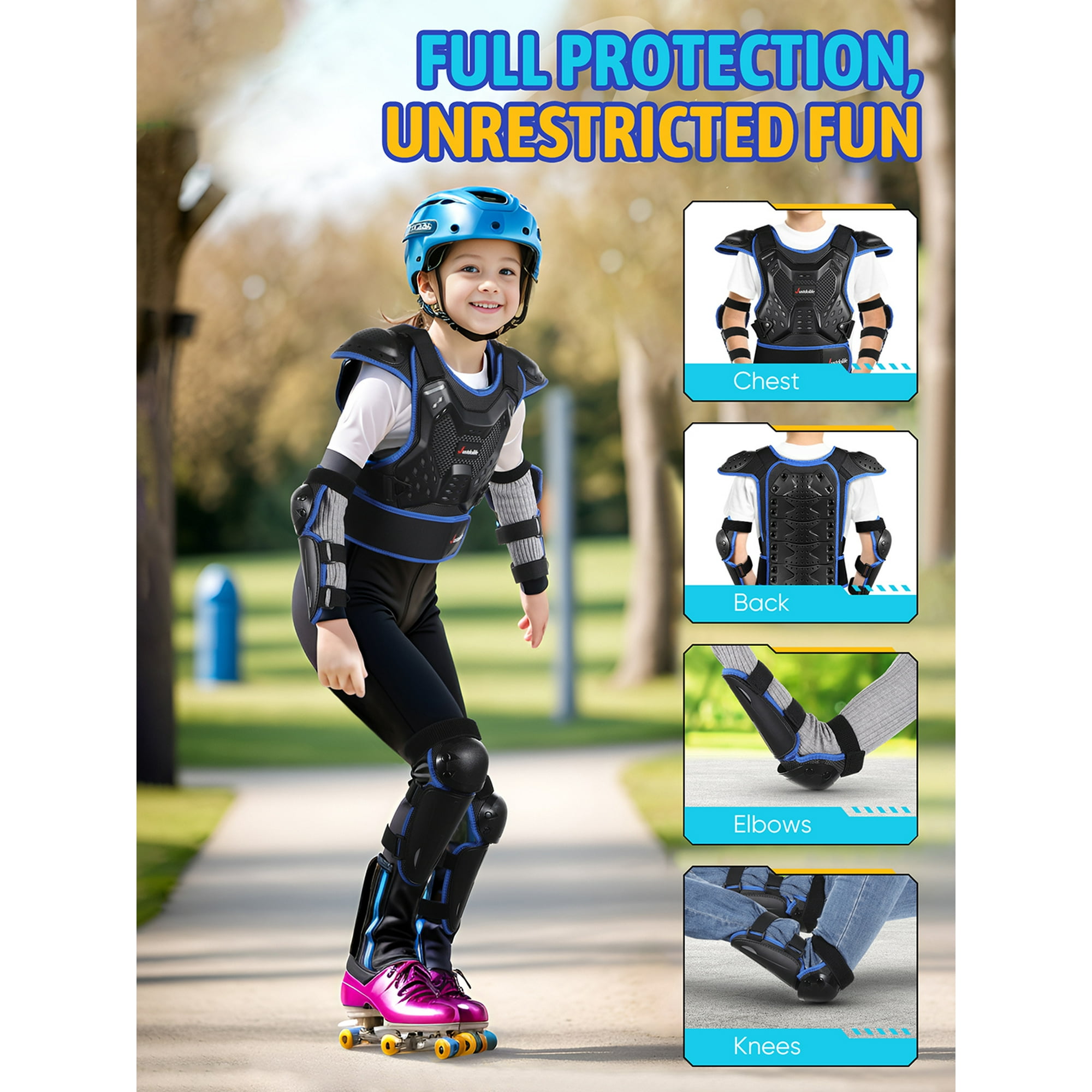 Kids Dirt Bike Gear Set 5 PCS Kids Motorcycle Armor Suit Youth Motocross Protective Gear for Boys Girls 4 12 Chest Protector with Elbow Knee Pads for Biking Skateboarding Go Karting Walmart