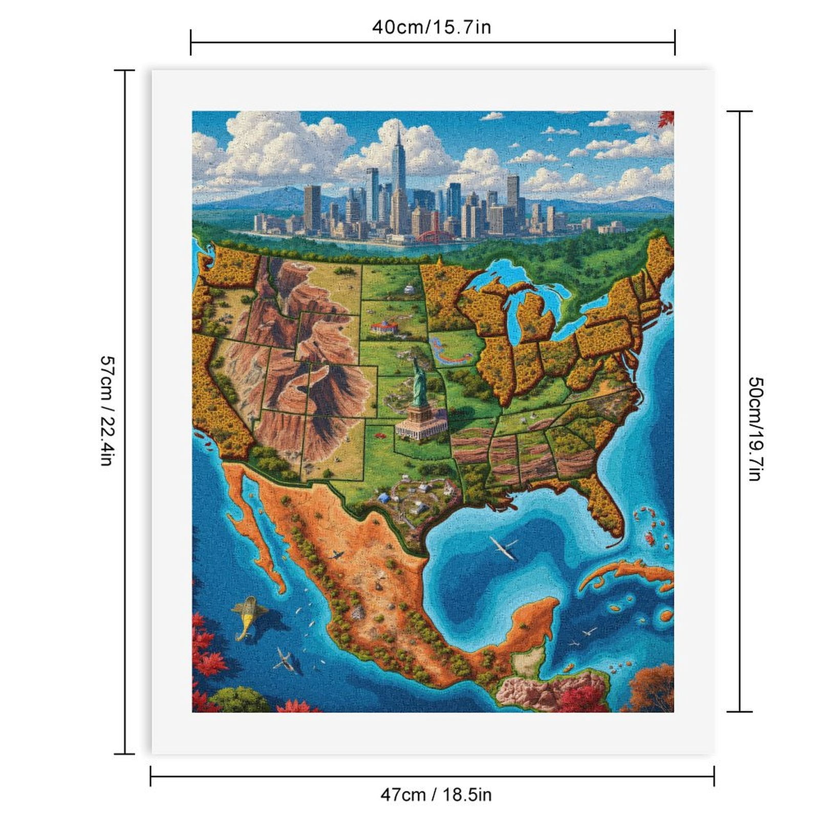 Paint By Numbers Kit for Adults Beginner - DIY Cityscape Landscape Map Art Colorful Canvas Painting Kits for Adults, Frameless Paint By Number for Adults for Home Wall Decor 16x20 Inch