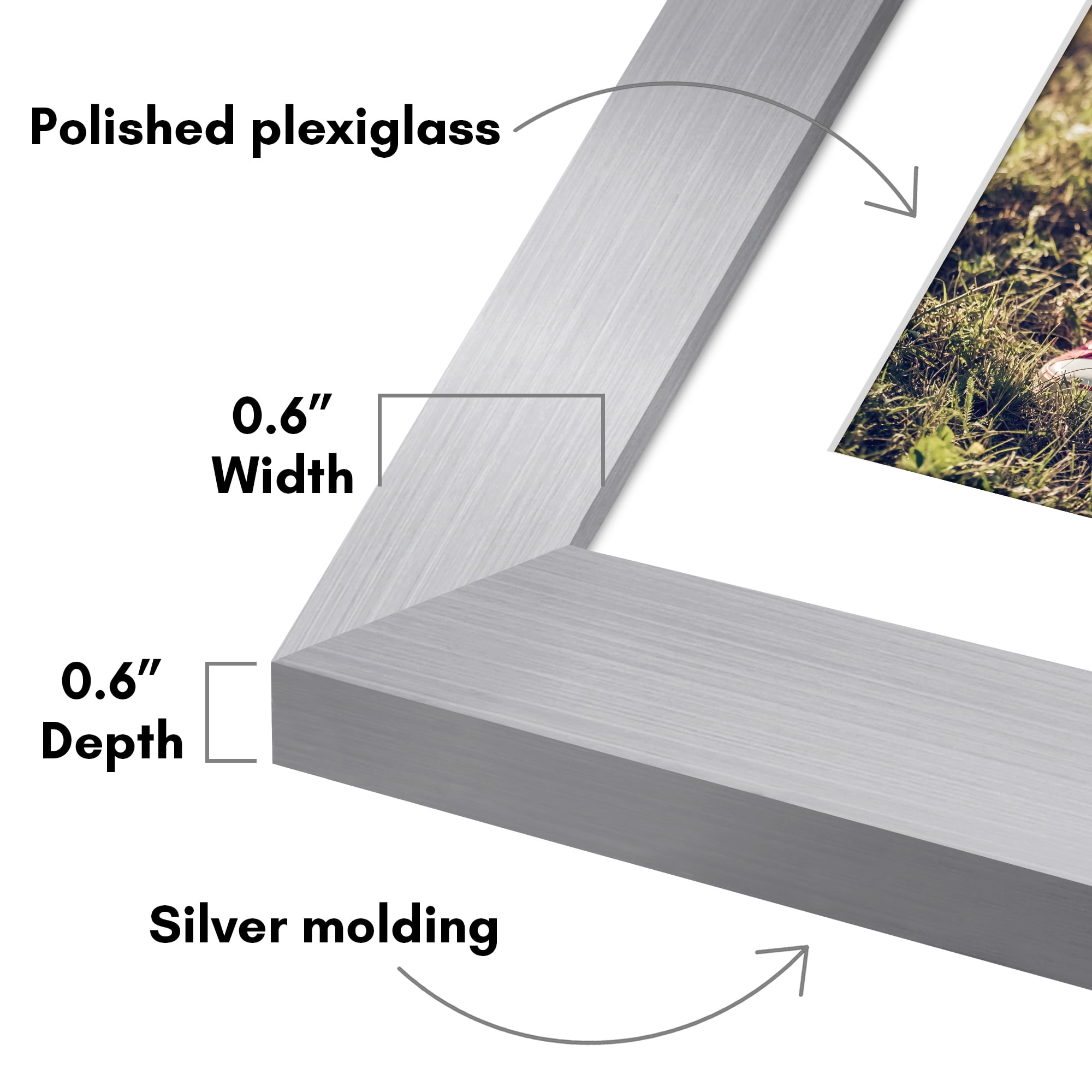 Americanflat 13x19 Picture Frame with Polished Plexiglass with 11x17 Mat 2 Pack Display Photo Frames - Silver