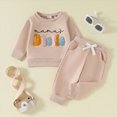 thumbnail image 2 of HCNTES Baby Girl Clothes Winter Toddler Girl Boy Long Sleeve Top Long Pants Set Toddler Sweatsuits Embroidered Letter Graphic Crewneck Sweatshirt + Joggers Pants Outfits Set, 2 of 9