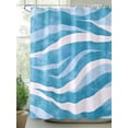 thumbnail image 2 of Shower Curtains Blue White Wave Abstract Art Bath Curtain Modern Lines Texture Waterproof Bathroom Shower Curtain Set with Hooks Decoration 72 x 72 Inches, 2 of 7