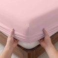 thumbnail image 3 of Twin Sze Fitted Sheet Set - Light Pink 2 Piece Bedding Sets 16" Deep Pocket Fitted Sheet with 1 Pillowcase, Farmhouse Solid Pink Color Modern Art Brushed Microfiber Hotel Luxury Bed Sheets, 3 of 9