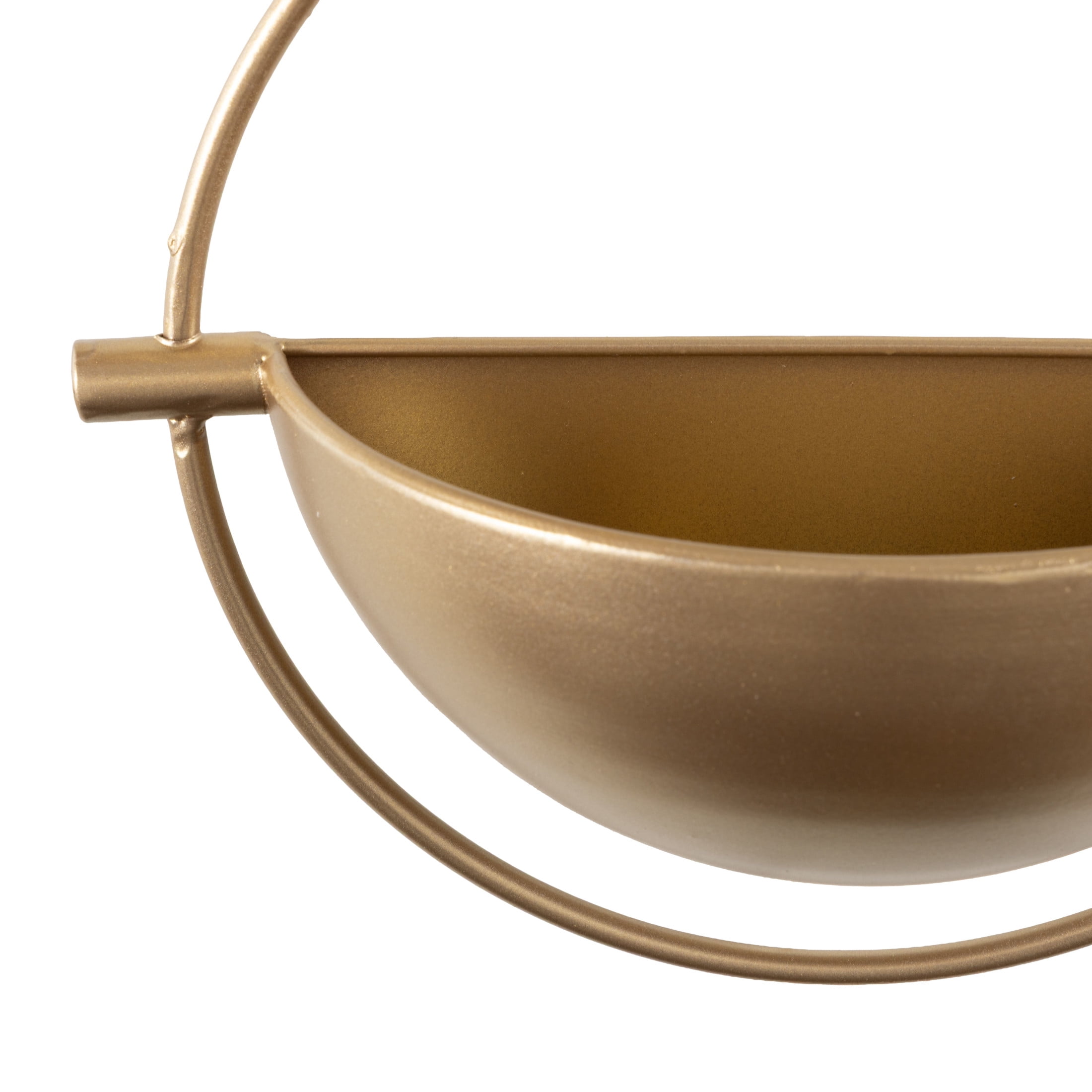 DecMode 15", 13", 10"H Round Gold Metal Geometric Wall Planter (3 Count)