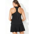 thumbnail image 5 of Swimsuits For All Women's Plus Size Chlorine Resistant Racerback Tankini Set With Skirt 24 Black, Black, 5 of 5