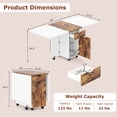 thumbnail image 3 of Costway Folding Dining Table with Lockable Wheels, 2 Drawers & 2 Cabinets for Small Spaces White + Rustic, 3 of 10