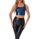 thumbnail image 1 of TOP SIN MANGAS U ESCOTE PARA MUJERES INSPIRE CHIC ROPA DE FIESTA Y CLUB Holográfico Brillante Metálico Crop Top L Azul Oscuro, 1 of 6